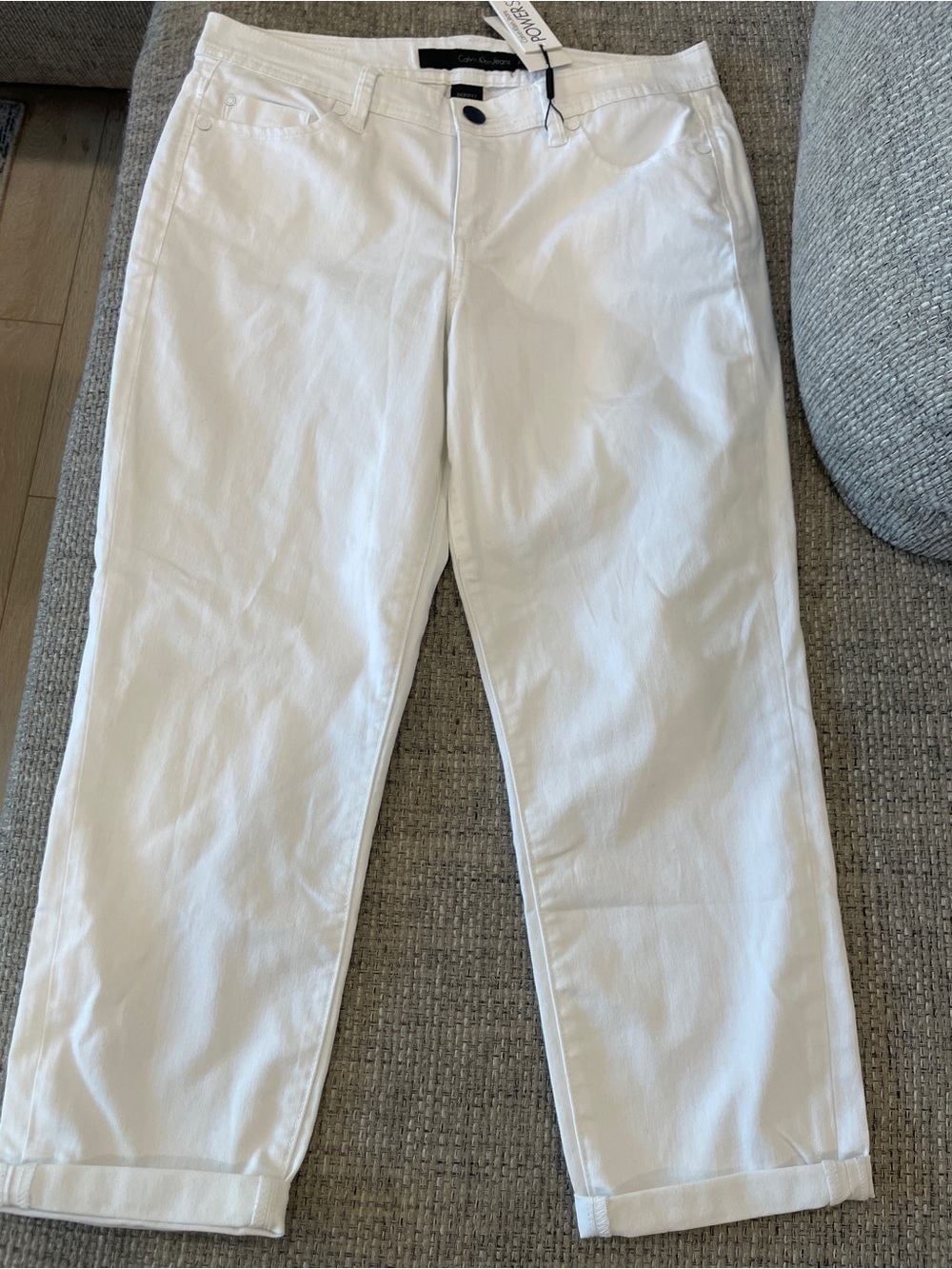 New Calvin Klein Classic White Women's Jeans Stretch Straight Fit Cropped 10P